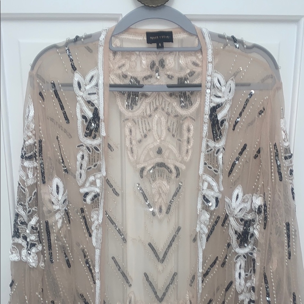 Blush Sequin and Pearl Kimono/Duster